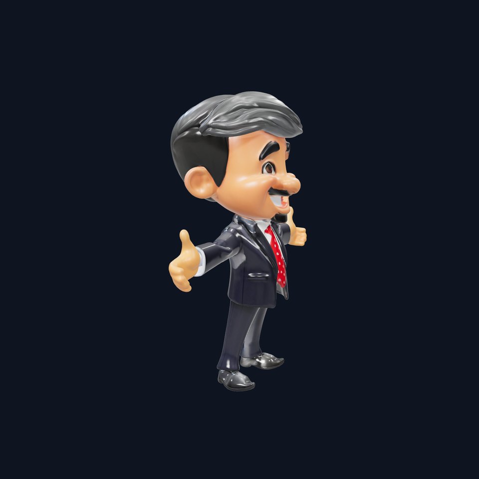 Smiling Businessman Character Rigged and Animated in Suit and Tie